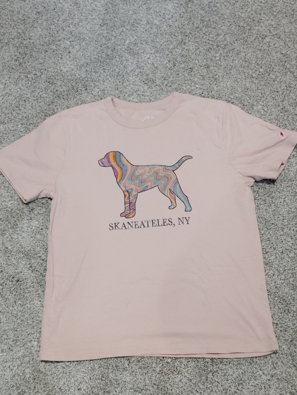 League Pink T-Shirt with Multicolor Dog Graphic